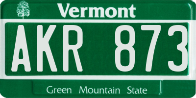 VT license plate AKR873