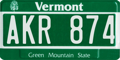 VT license plate AKR874