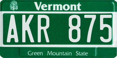VT license plate AKR875
