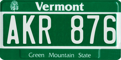 VT license plate AKR876