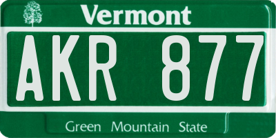 VT license plate AKR877