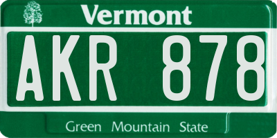 VT license plate AKR878