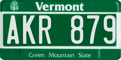 VT license plate AKR879
