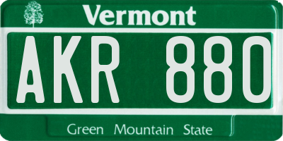 VT license plate AKR880