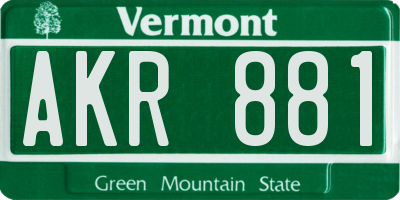 VT license plate AKR881