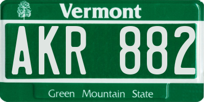 VT license plate AKR882