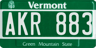 VT license plate AKR883