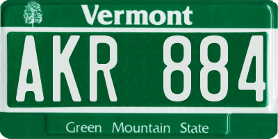 VT license plate AKR884
