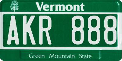 VT license plate AKR888
