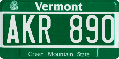 VT license plate AKR890