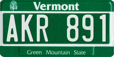 VT license plate AKR891