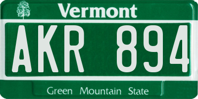 VT license plate AKR894