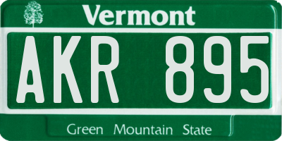 VT license plate AKR895