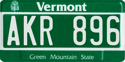 VT license plate AKR896
