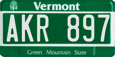 VT license plate AKR897