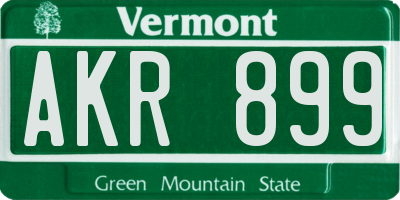 VT license plate AKR899