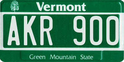 VT license plate AKR900