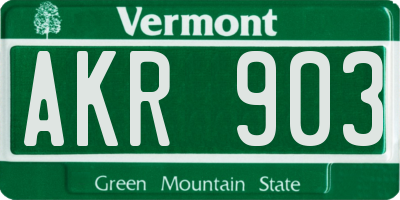 VT license plate AKR903