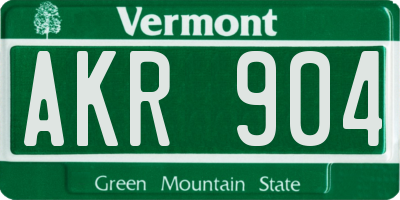 VT license plate AKR904
