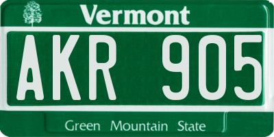 VT license plate AKR905