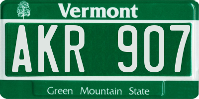VT license plate AKR907