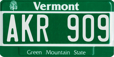 VT license plate AKR909