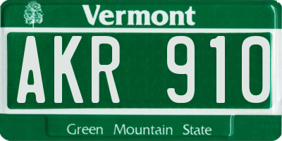 VT license plate AKR910