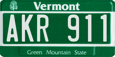 VT license plate AKR911