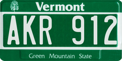 VT license plate AKR912