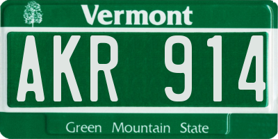 VT license plate AKR914