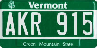 VT license plate AKR915