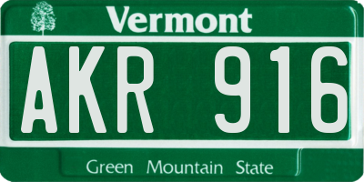 VT license plate AKR916