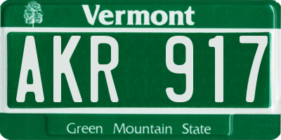VT license plate AKR917