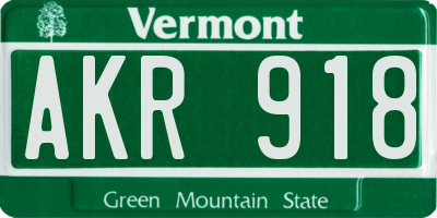 VT license plate AKR918