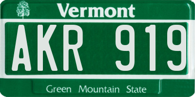 VT license plate AKR919