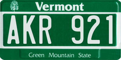 VT license plate AKR921