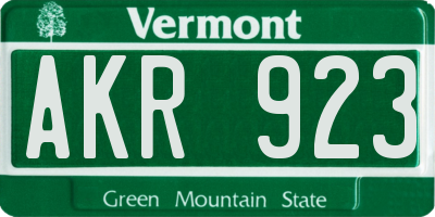VT license plate AKR923