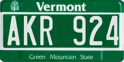 VT license plate AKR924