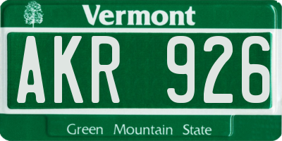VT license plate AKR926