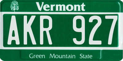 VT license plate AKR927