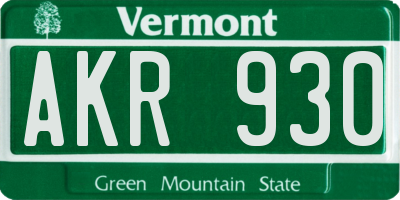 VT license plate AKR930