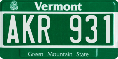 VT license plate AKR931