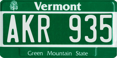 VT license plate AKR935