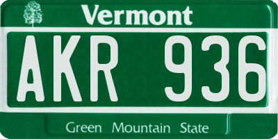 VT license plate AKR936