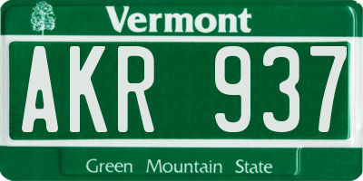 VT license plate AKR937