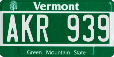 VT license plate AKR939