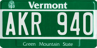 VT license plate AKR940