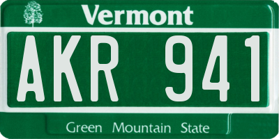 VT license plate AKR941