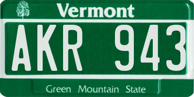 VT license plate AKR943