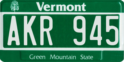 VT license plate AKR945
